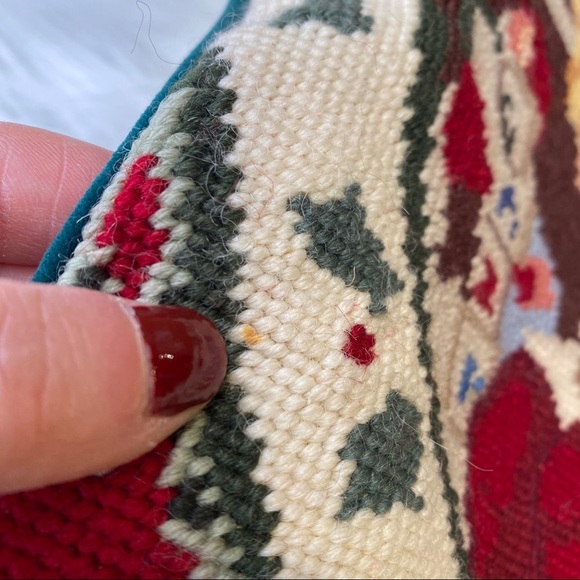 Vintage 1994 Woolen Needlepoint Santa Pillowcase Cover Velvet Back 14" x 14" NWT - Picture 3 of 9